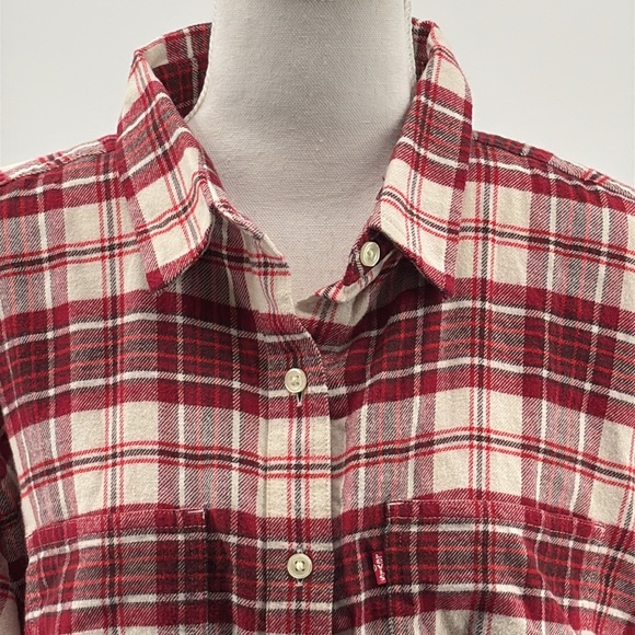 Levi's Maple Cotton Flannel Plaid Utility Shirt Red Combo - NEW - Size Medium - Picture 4 of 11